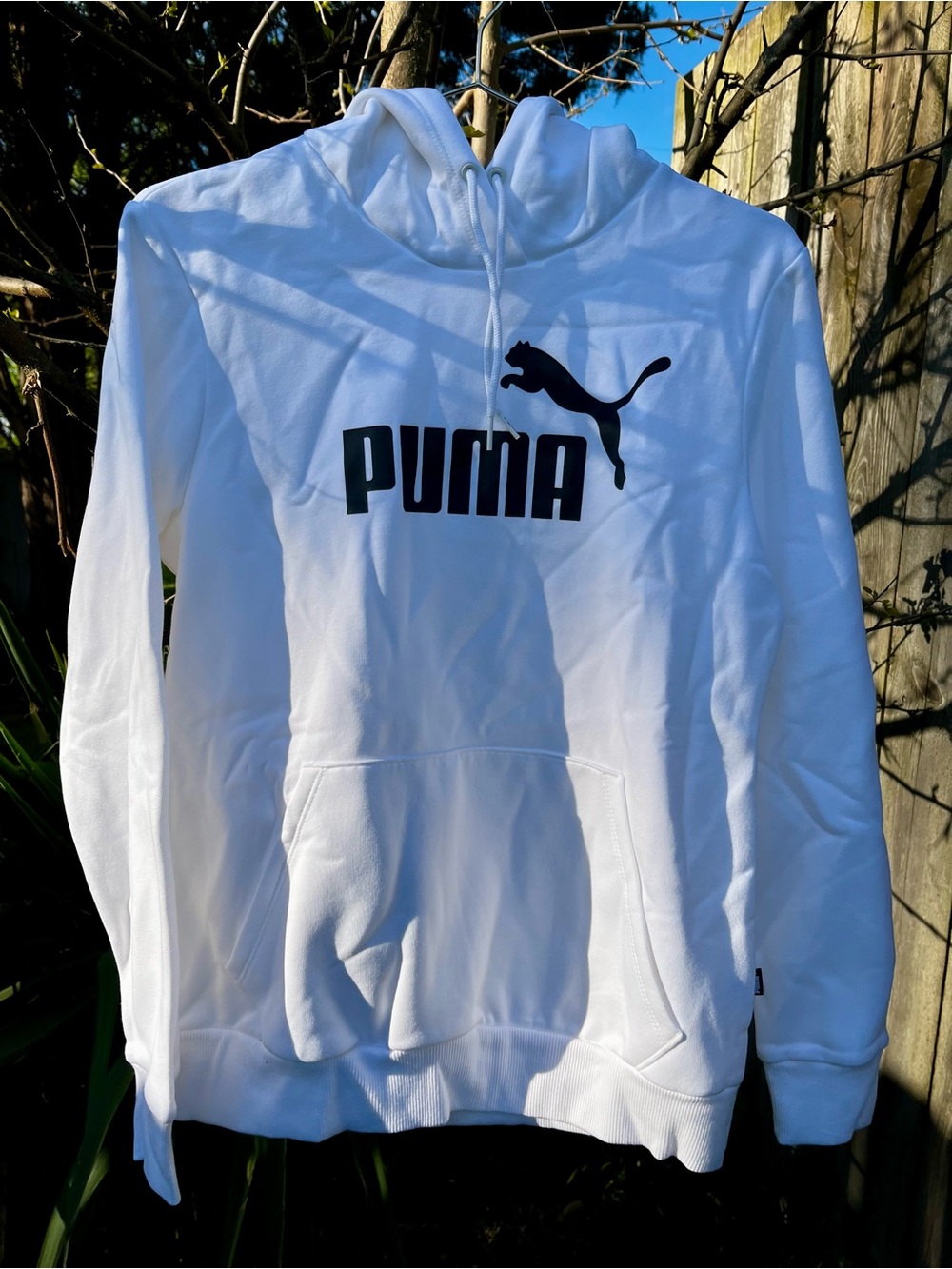 PUMA Womens White Logo Hoodie Sweatshirt